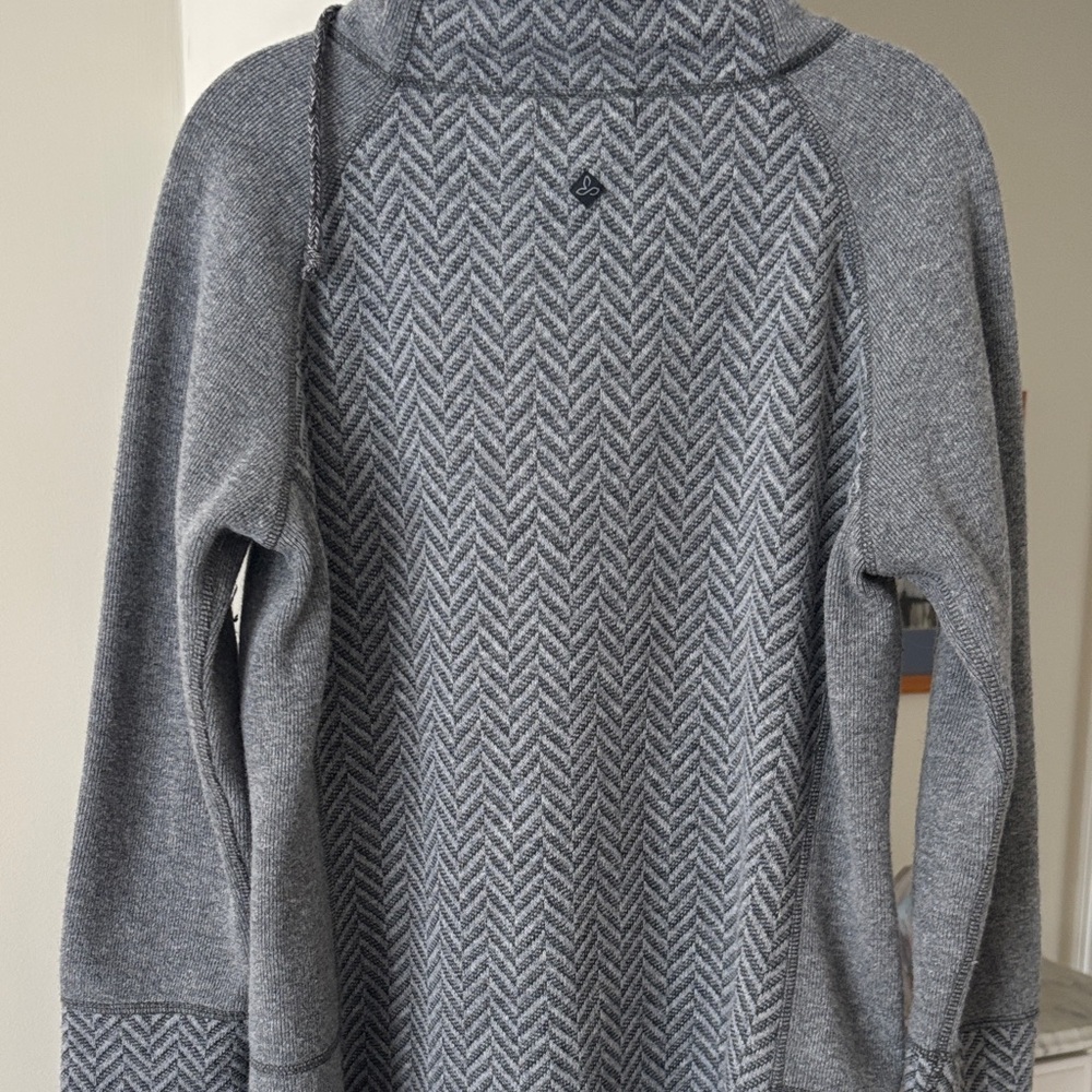 Prana Gray Cowl Neck Sweater with Button Accents
